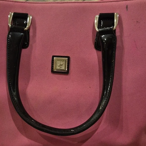 Diane Von Furstenberg Pink Canvas Suede Large Purse Travel Bag Crossbody - Picture 3 of 9